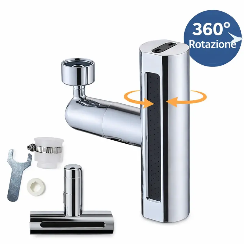 4-in-1-Wasserfall-Wasserhahnaufsatz, 360° drehbar und spritzarm – für eine moderne, praktische und vielseitige Küchenspüle