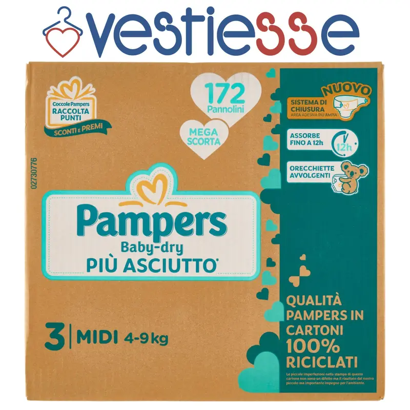 Pampers Baby-Dry Multipack, Sizes 3–5, Value Pack with Day and Night Absorbency