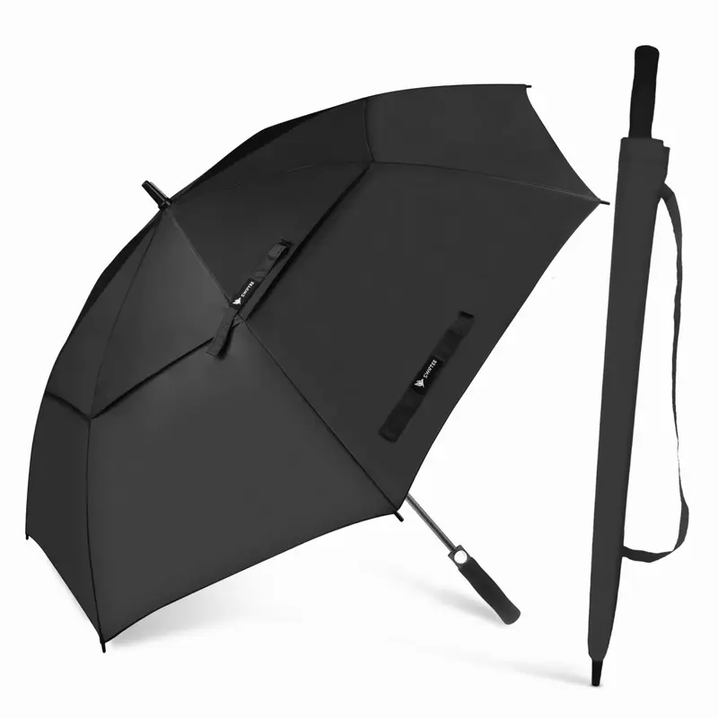 SWIFTEE 60-Inch Double-Layer Windproof Umbrella, 280T Pongee Waterproof Fabric, Soft-Touch Handle and One-Touch Automatic Operation