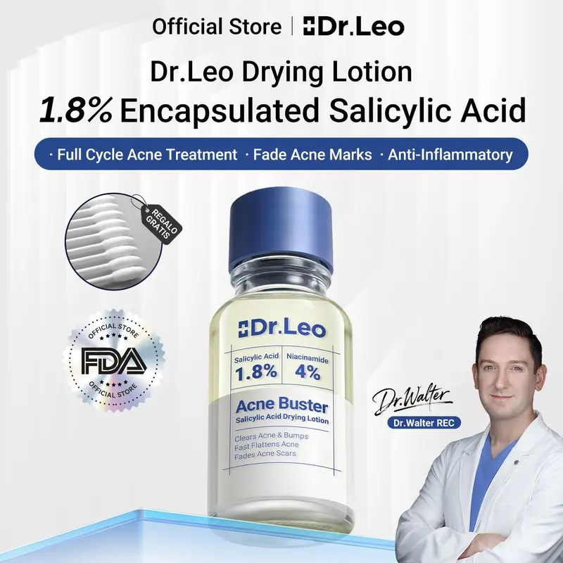 Dr.Leo Drying Lotion Breakout Spot Treatment with 1.8% Encapsulated Salicylic Acid and 4% Niacinamide for Oil Control and the Look of Marks