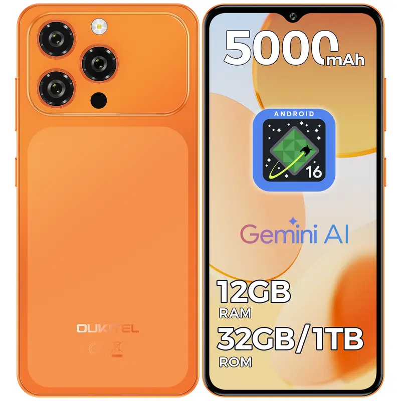 OUKITEL C17无锁版Android智能手机，16 GB（3+9）+ 32 GB/1 TB，6.52英寸HD+屏，13 MP + 8 MP摄像头，5000 mAh电池，三卡4G SIM/GPS