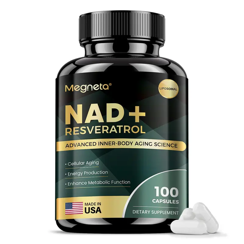 Megneta NAD+能量与健康老龄化营养补充剂，含反式白藜芦醇，100粒