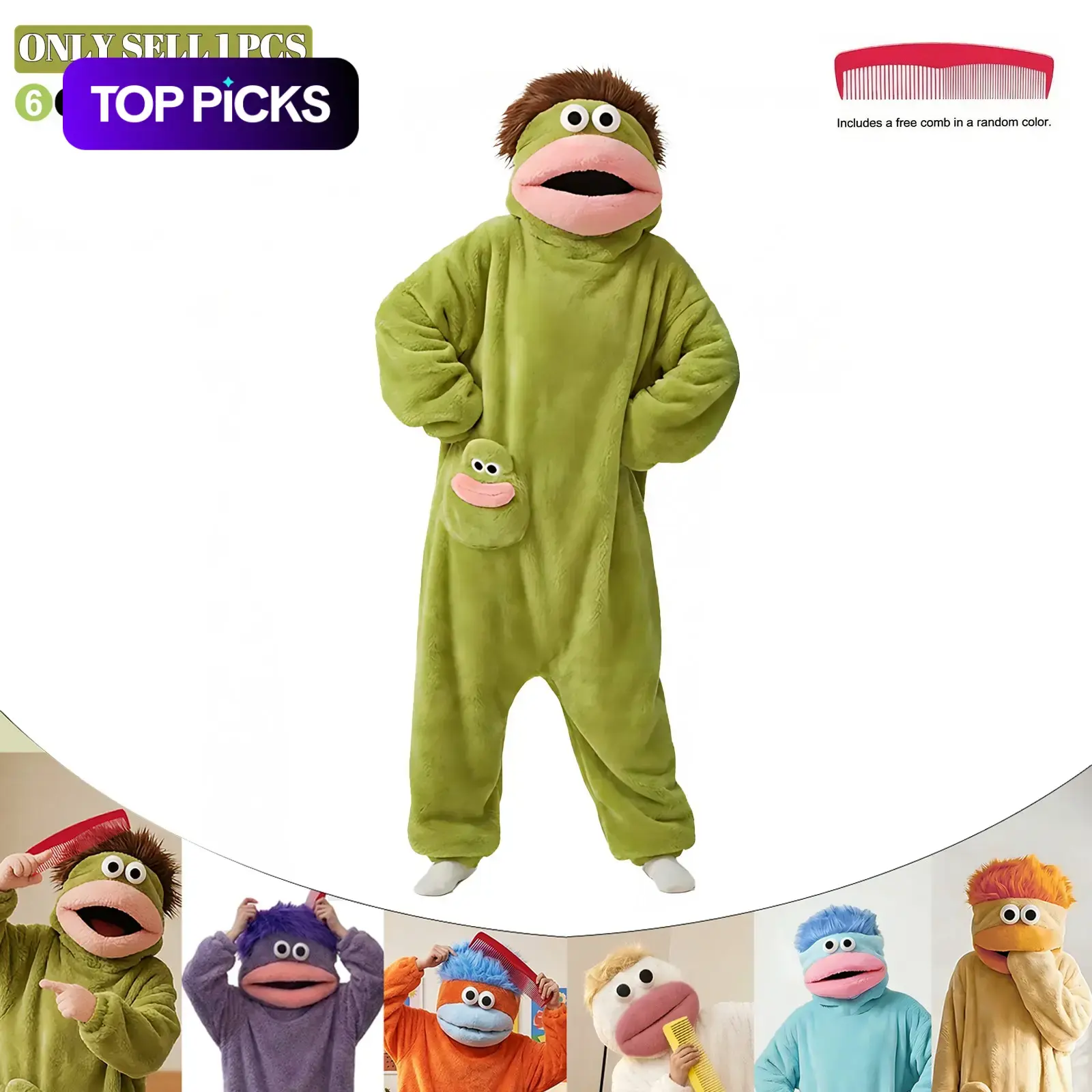 Adult Funny Onesie Blanket Set, Super Soft Plush Hooded Home Blanket, Includes Robe and Comb, Perfect for Movie Night and Relaxation