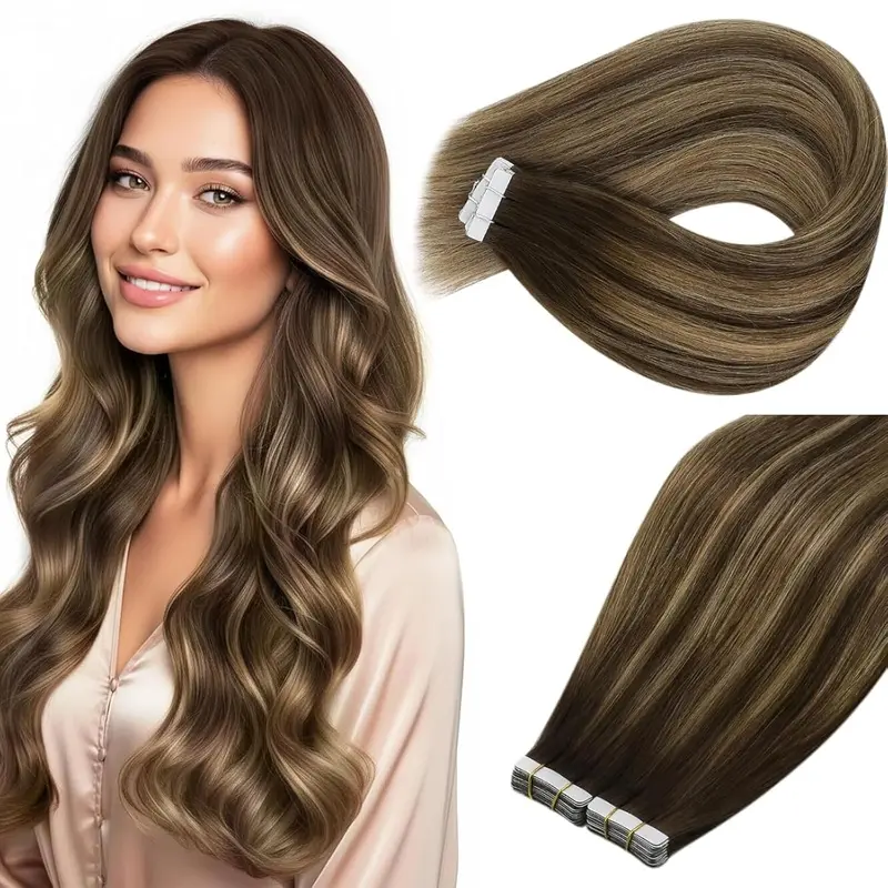 Tóc nối kẹp dải Sunny Hair bằng tóc thật Remy, nối tóc vô hình, nhẹ nhàng với tóc, tóc thẳng, 20 lọn, 50 g