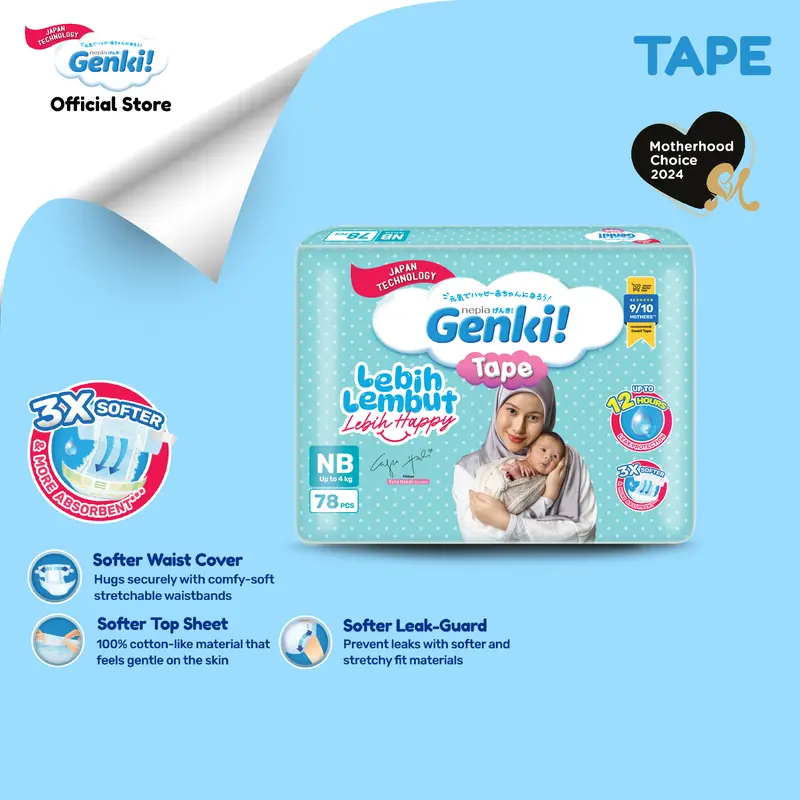 GENKI! PITA MEGA SINGLE PACK NB78/S78/M64/L54/XL42 Lampin Bayi / TAPE MEGA SINGLE PACK NB78/S78/M64/L54/XL42 Baby Diaper GTM10000N