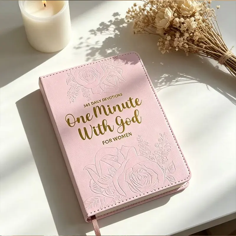 여성을 위한 One-Minute With God 365일 묵상 노트 - 핑크 로즈 인조가죽 플렉스 커버 선물용 저널