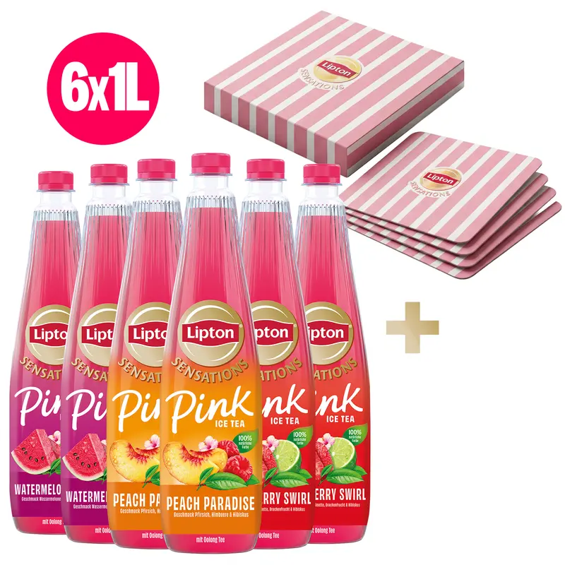 Lipton Sensations Eistee-Mix, 6 × 1 l + 4 Gratis-Untersetzer