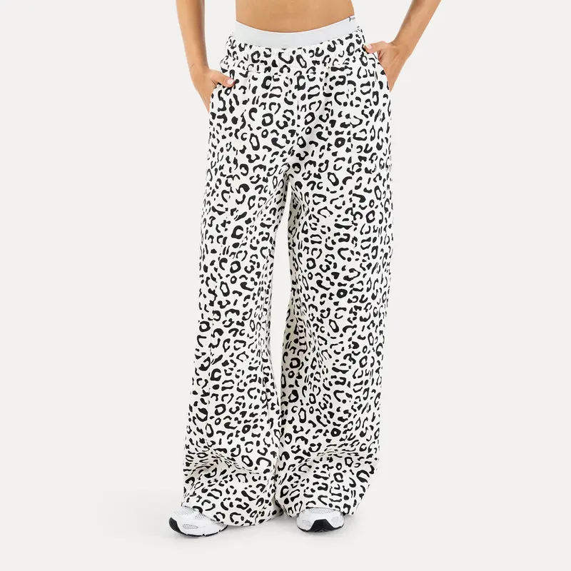 SMILODOX Leora, pantalon de jogging oversize femme à imprimé léopard, taille élastique et bas de jambes réglables, pour sport et loisirs
