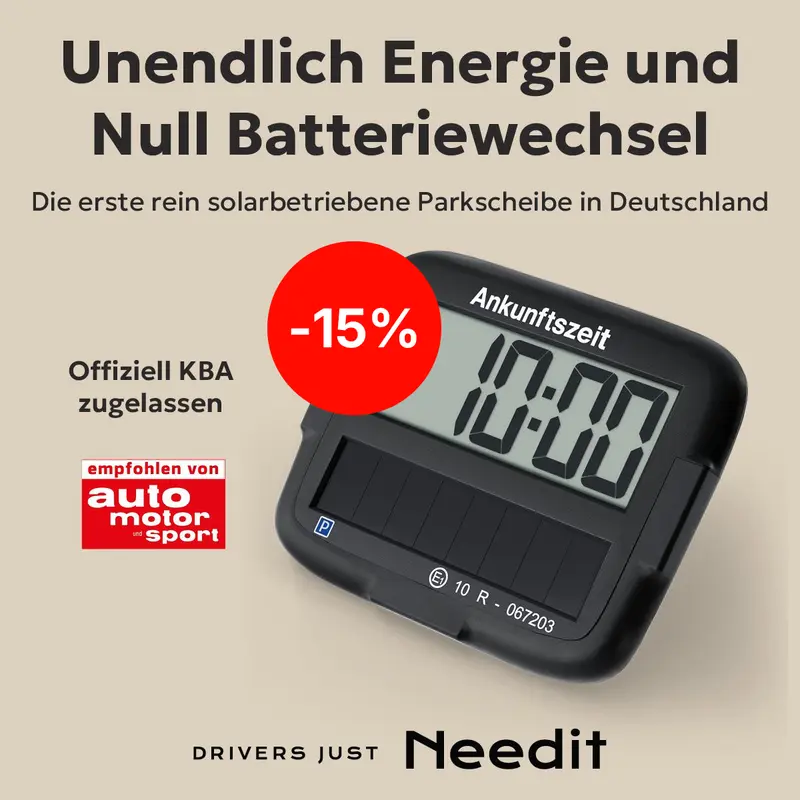 Needit Park Micro Solar Elektronische Parkscheibe ohne Batteriewechsel automatische digitale Parkuhr unendlich Energie