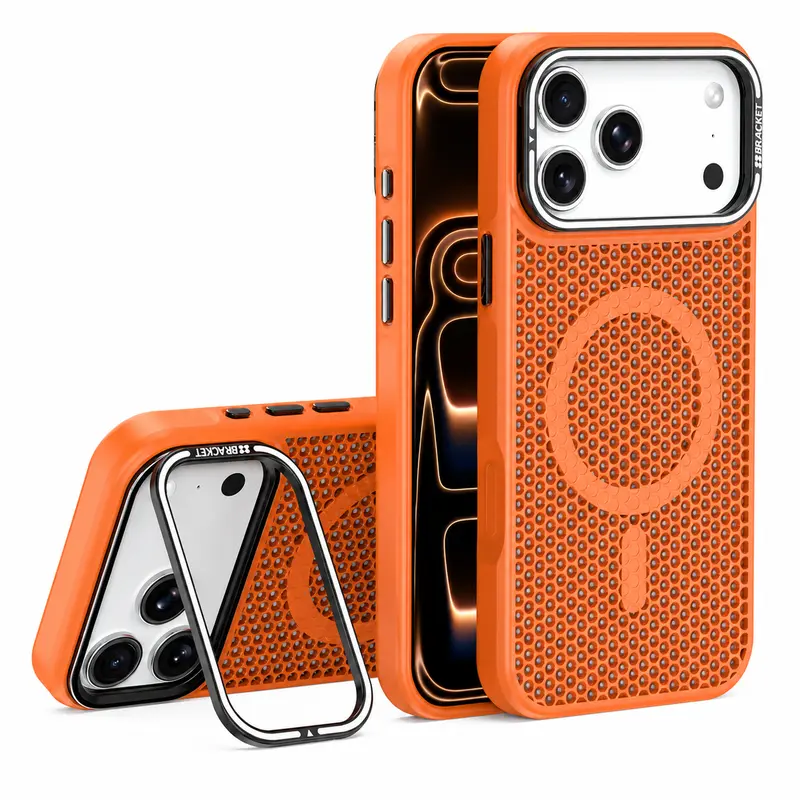 Cover Magnetica Antiurto con Design a Nido d’Ape, Supporto Stand e Dissipazione del Calore per iPhone-CS11