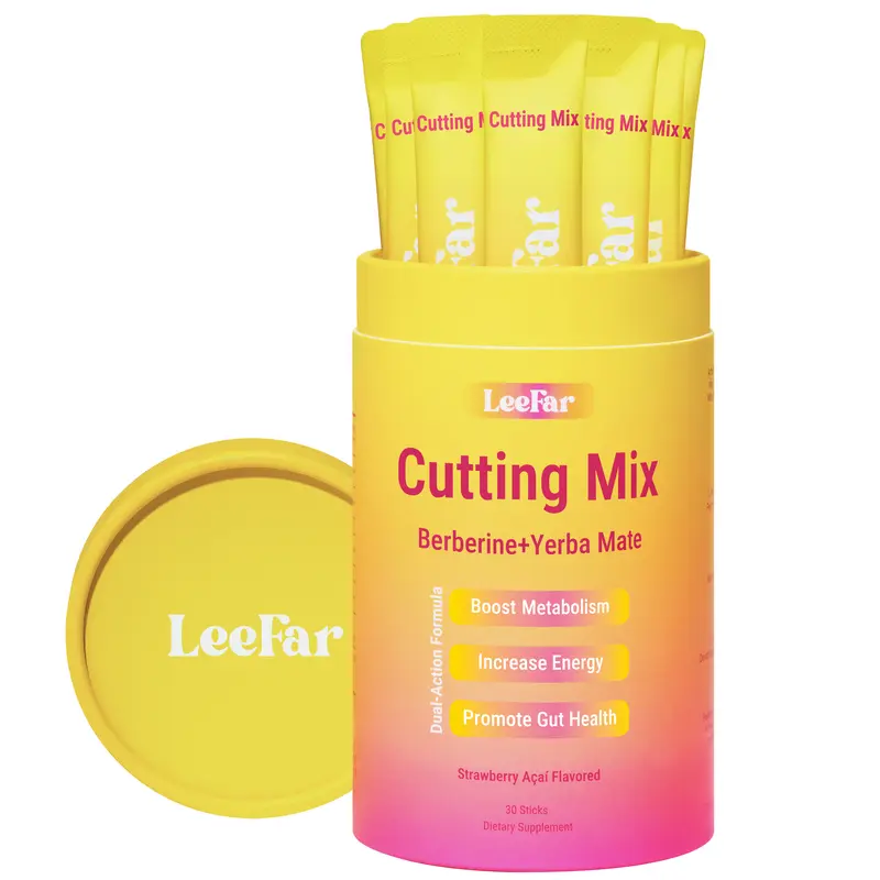LeeFar Cutting Drink Mix with Berberine, Chromium, 5-HTP and Yerba Mate, Metabolic and Appetite-Control Support, Strawberry and Açaí Flavour, 30 Servings