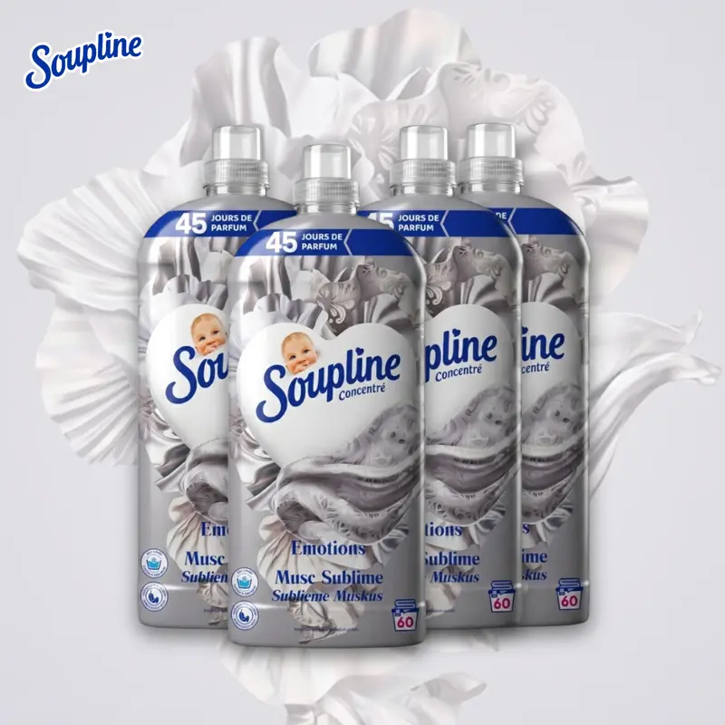 Soupline Sublime Musk Concentrated Fabric Softener, 1.2 L, 60 Washes, 45 Days of Freshness