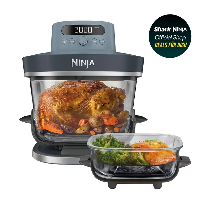Freidora de aire de vidrio Ninja CRISPi PRO 7 en 1, azul oscuro