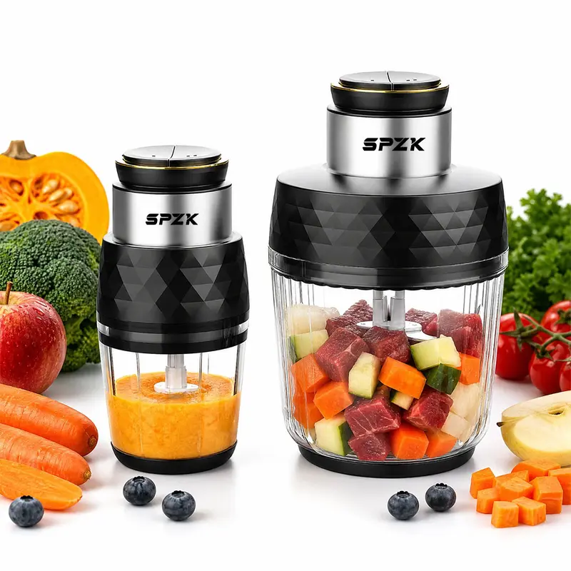 Food Processor SPZK 300W dengan Dua Wadah 0,6L & 2,5L, Blender dan Pencacah 2-in-1 untuk Smoothie dan Bahan Masakan