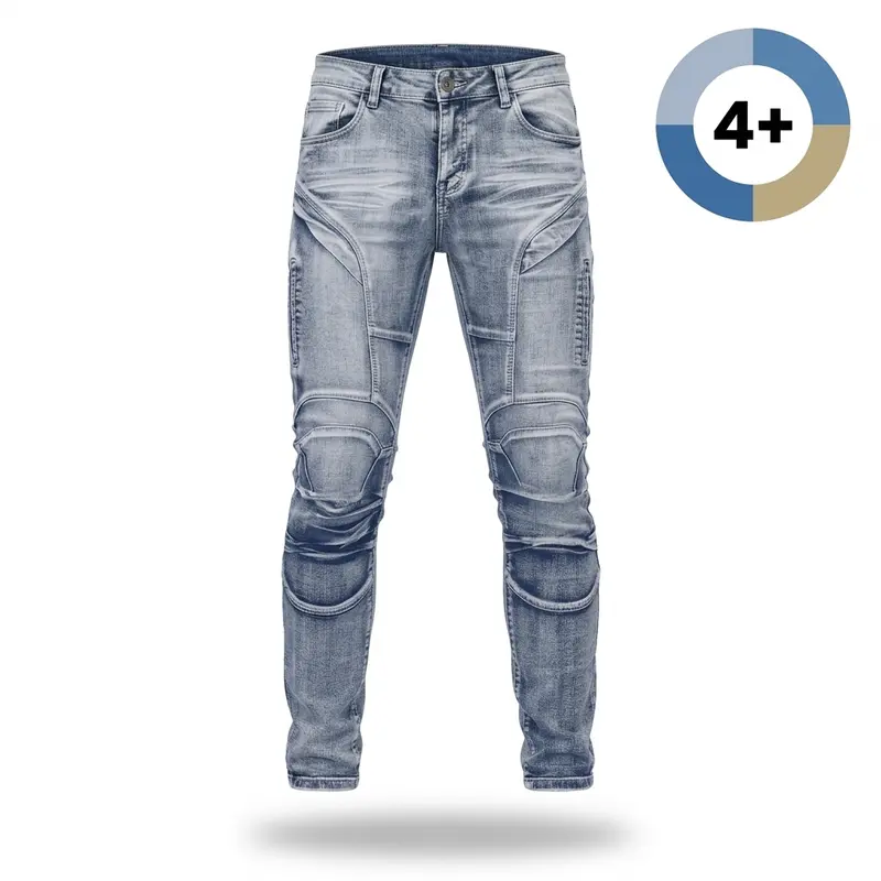Jean biker slim pour homme en denim stretch avec renforts robustes, pantalon moto au style streetwear pour les voyages, la moto et le quotidien, disponible en 4 couleurs