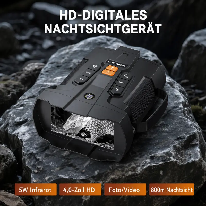 Gafas de visión nocturna de 4,5 pulgadas con óptica Ferro 4K, zoom digital 10×, batería de 5000 mAh, infrarrojos de 7 niveles, para observación de fauna, caza y camping; regalo para hombres