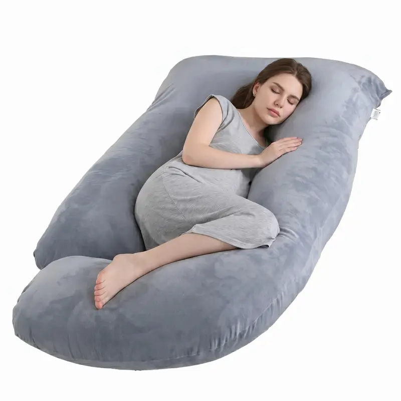 XXL 3.66 m (12 ft) J-Shaped Pregnancy Pillow, Full-Body Ergonomic Pillow for Side and Stomach Sleepers, Breastfeeding and Back, Belly and Neck Support