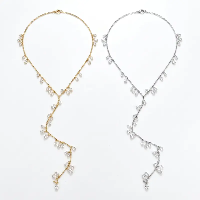 Kalung Rumbai Kristal Collana Cascata di Cristalli