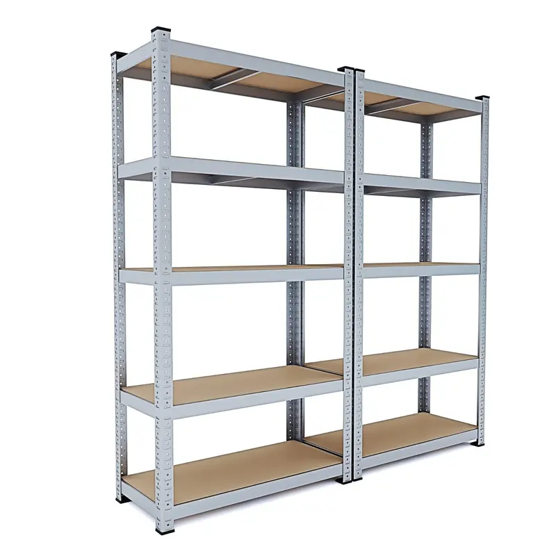2 Schwerlastregale aus Metall und MDF mit 5 verstellbaren Böden, bis 875 kg belastbar, modular, 180 x 90 x 40 cm, für Garage, Werkstatt, Keller, Halle und Lager