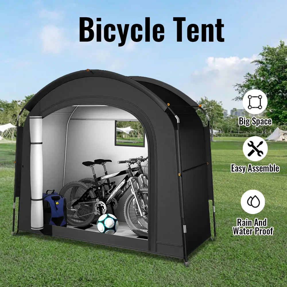 Bicycle Tent Water-Resistant Outdoor Bike Storage Shelter, 210D Oxford Fabric Dustproof Sunshade with Vent Window, Easy Assembly for 2 Bikes/E-bike/Scooter, Garden Patio Garage