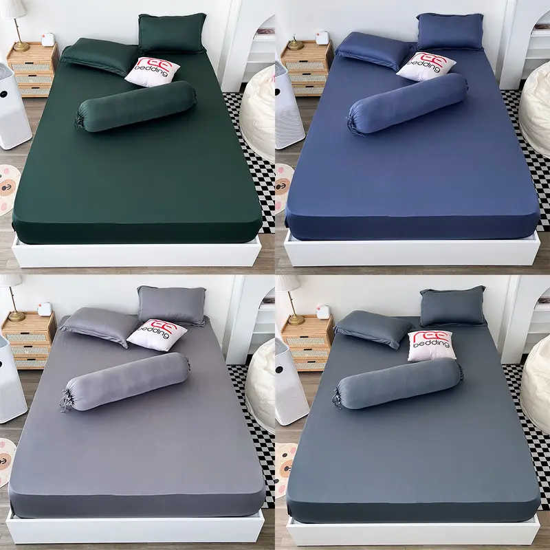 REE Bedding TL253 4-Piece Cooling Stretch Bed Sheet Set with Korean-Style Bolster Cover, Mattress Sizes 1m2, 1m4, 1m6 and 1m8