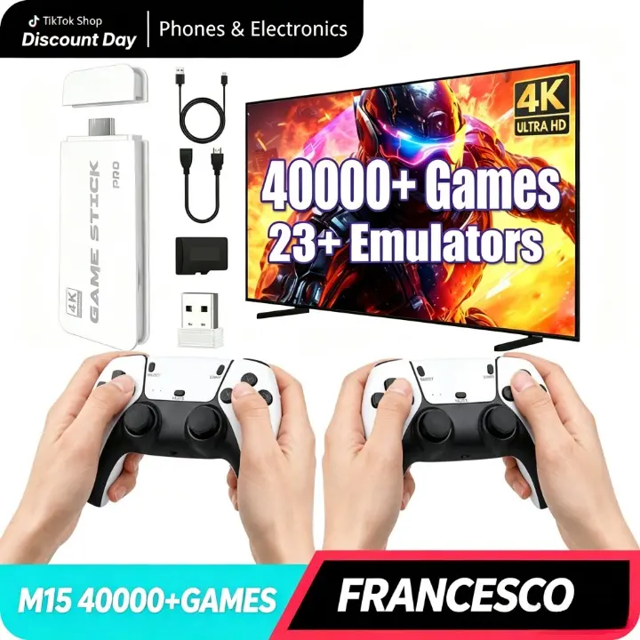 Console de rétrogaming 2026 avec vaste collection de jeux classiques et 23 émulateurs, clé Plug & Play pour TV et deux manettes sans fil 2,4 GHz incluses