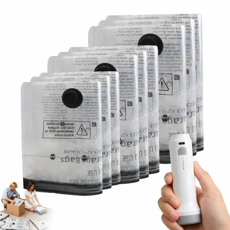 Sacchetti sottovuoto TitanX per abiti, organizzatore di archiviazione, pompa elettrica per aspirazione, sacchetti di archiviazione sottovuoto richiudibili, risparmio di spazio, pratici per casa e viaggi