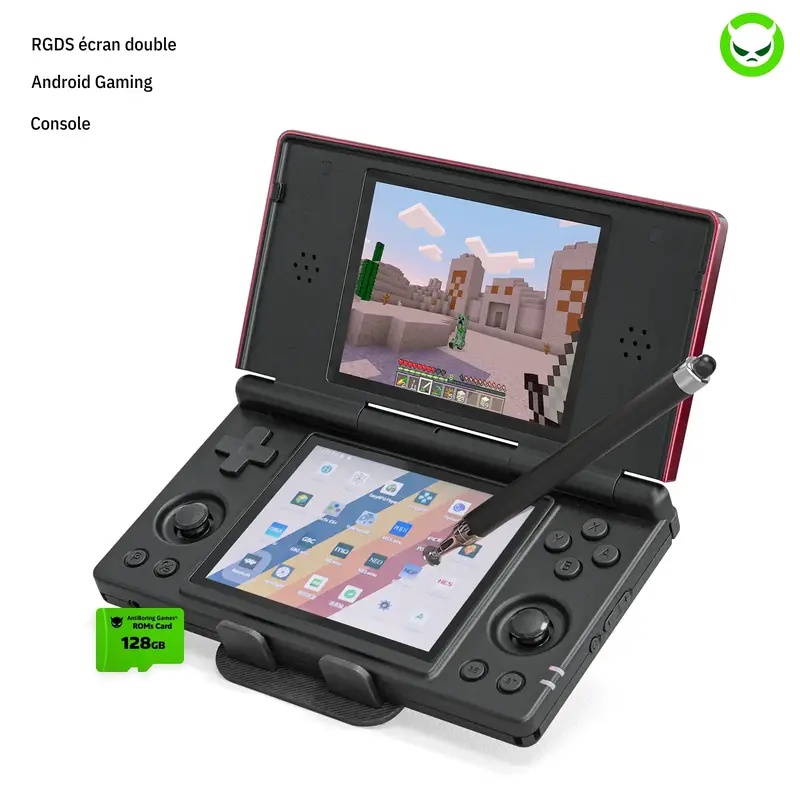 Anbernic RG DS Retro-Handheld-Konsole mit zwei 4-Zoll-IPS-Displays, Android 14, RK3568 Quad-Core-CPU, spielbereit, inklusive Zubehörpaket