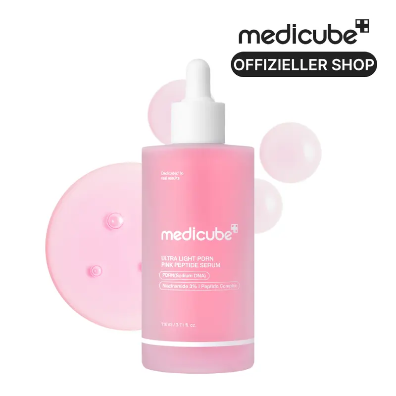 [medicube Offizieller Shop] Ultra Light PDRN Pink Peptide Serum | Megagröße mit 110 ml | Leichtes Feuchtigkeitsserum mit PDRN aus Lachs-DNA und Hyaluronsäure | Schnell einziehende Glow-Pflege für ein klares Hautbild | K-Beauty | Koreanische Hautpflege