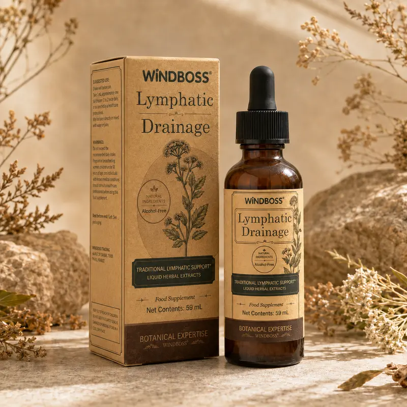 WindBoss Lymphatic Drainage 59 mL – Integratore Alimentare Liquido con 9 Estratti Vegetali – Sambuco, Tarassaco, Bardana ed Echinacea – Formula Senza Alcol
