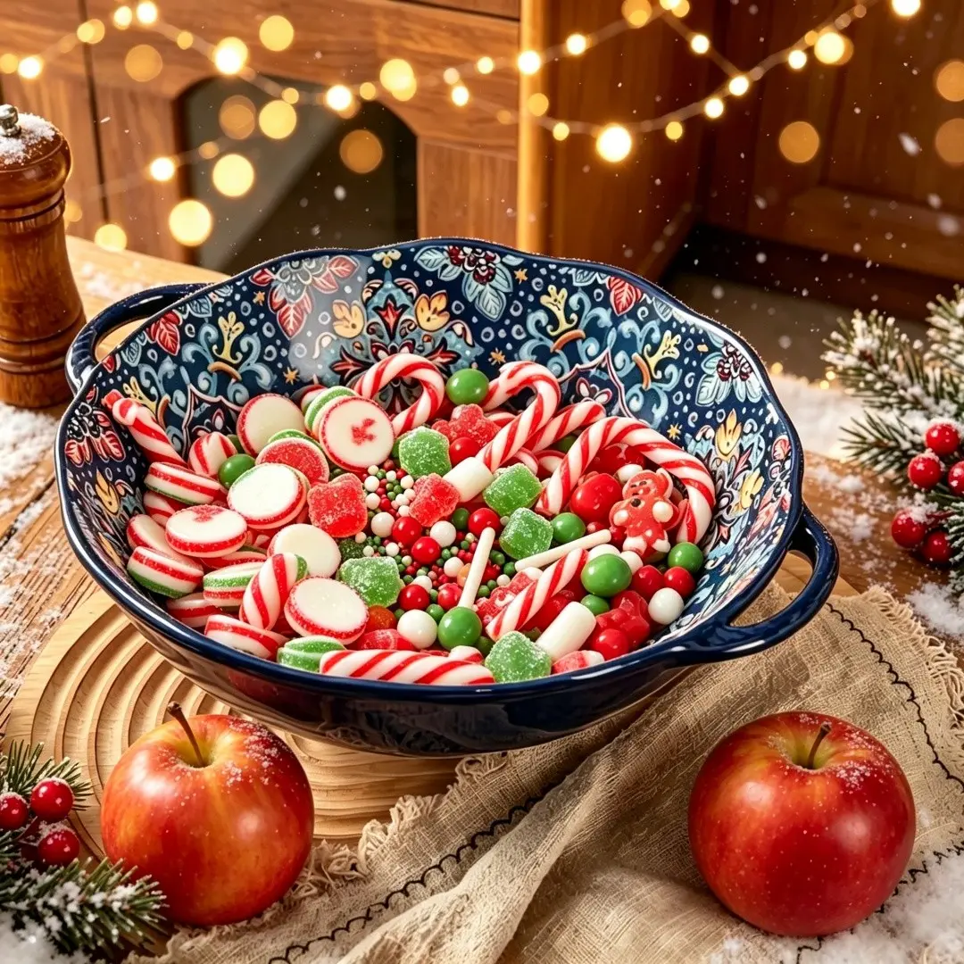 12-Inch Bohemian Soup Bowl, Large Ceramic Fruit Salad Bowl, Non-Bone China, Heat-Resistant, Perfect for Christmas Gifts and Parties