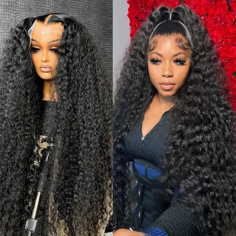 BLING HAIR Women's Natural Human Hair Deep Wave Wig - 13x6 Lace Front, 13x4 HD Transparent Lace Frontal, Pre-Plucked, 180% Density, Curly, #SummerVibes Back to School