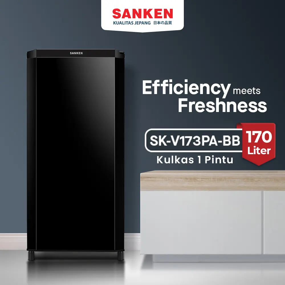 Réfrigérateur noir Sanken à une porte SK-V173A-BB