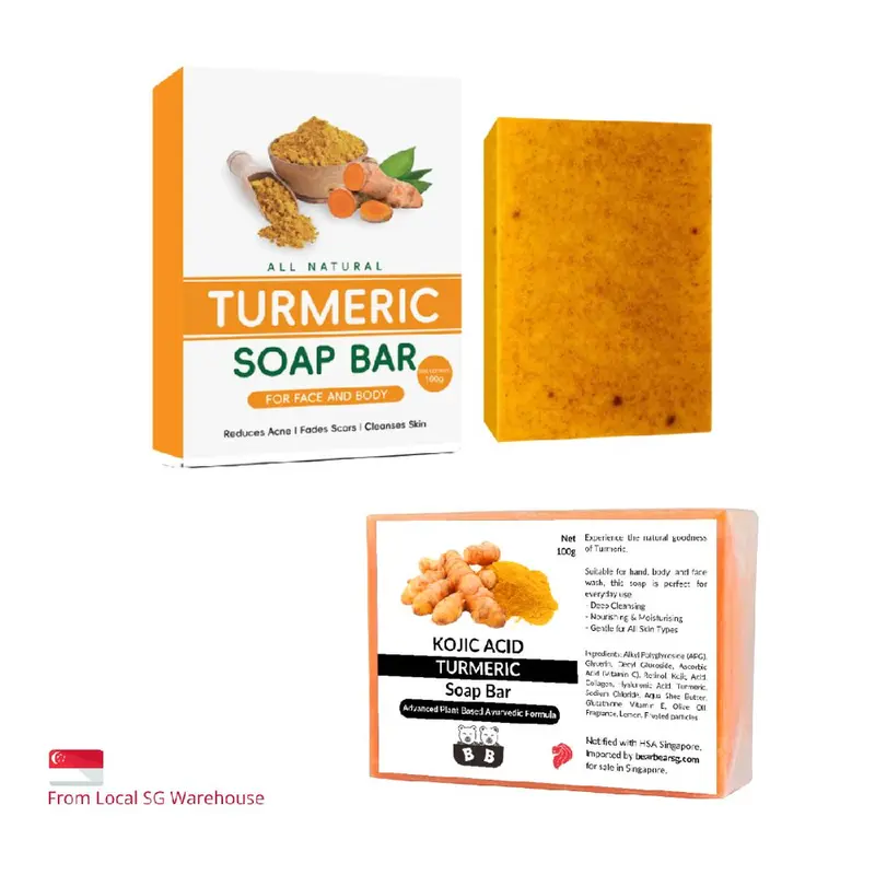 [SG Stock] Turmeric Soap Lemon kojic Acid Soap Ginger Hand-Made Cold Soap Bath Soap Body Care Body Wash Acne Cleansing