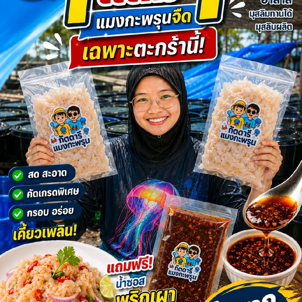 (โปรไลฟ์)แมงกะพรุนจืด 1 + 1 ถุงละ 550 กรัมแถมฟรีพริกเผาน้ำมันงา + งาคั่ว
