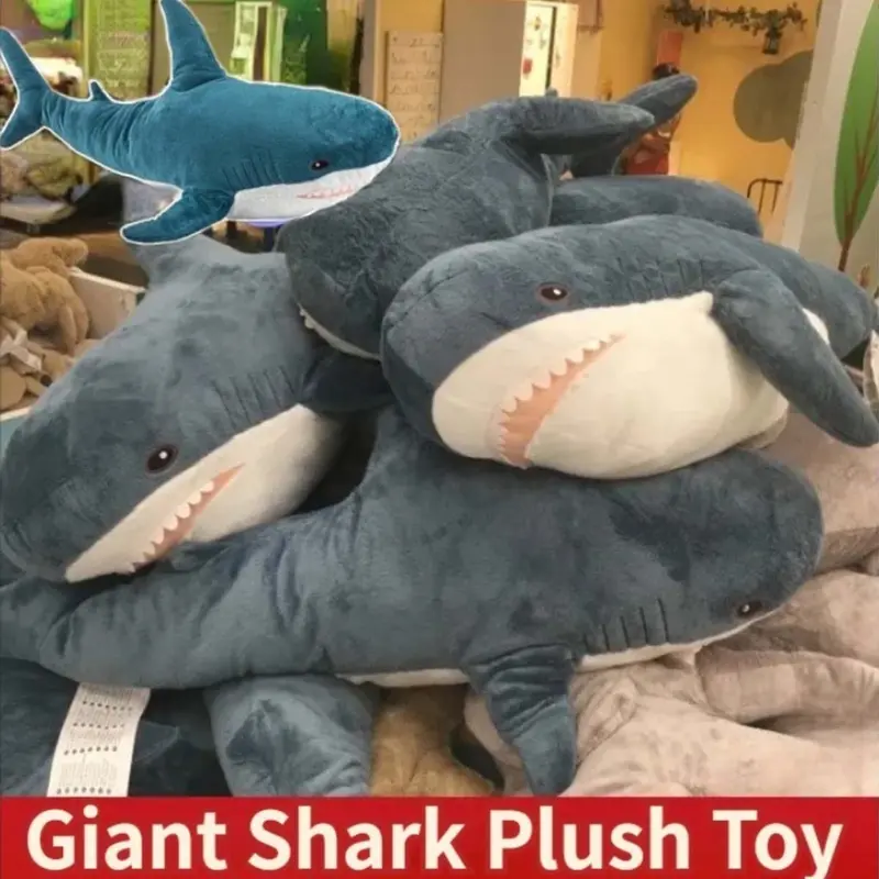 Grande peluche requin de 80/100 cm, coussin de lecture doux en forme d’animal, cadeau d’anniversaire pour enfant ou petite amie, Saint-Valentin et Noël