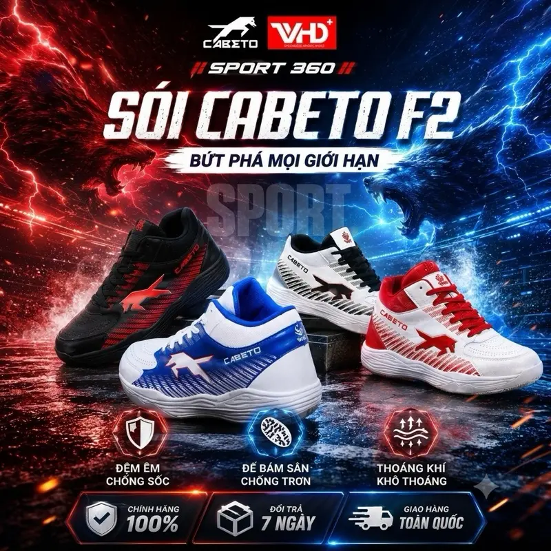 VHD Cabeto Sói Đầu Đàn F2运动鞋，适合排球、羽毛球及Pickleball硬地运动