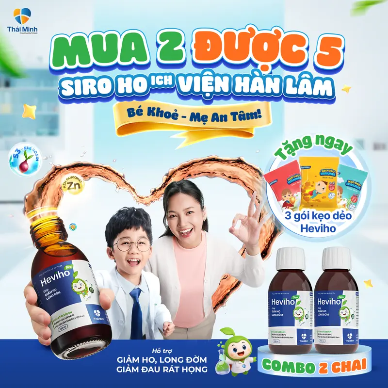 HEVIHO Cough Syrup by Viện Hàn Lâm, 100ml Bottle, Supports Cough Relief and Mucus Clearance, Includes 2 Gifts
