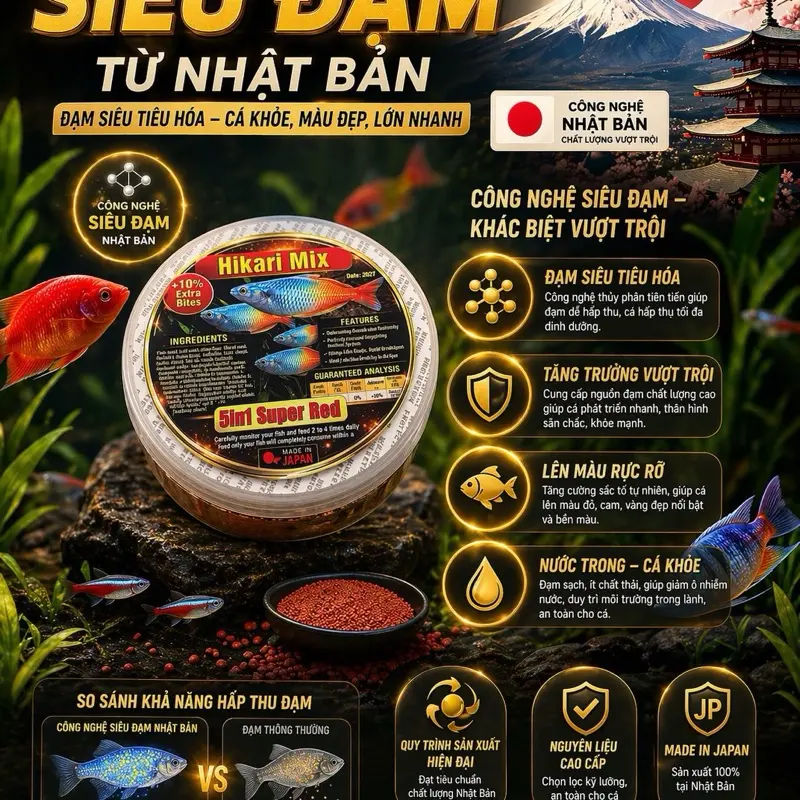Genuine Hikari Mix 5-in-1 Super Red Fish Food for Ornamental Fish, Colour, Growth and Digestion Support