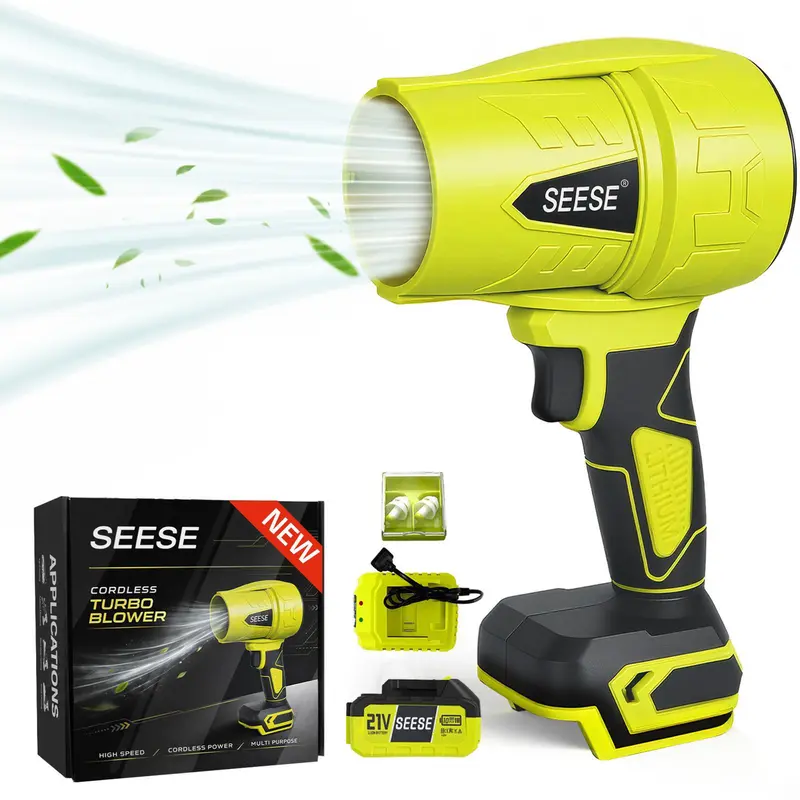 SEESE Turbo Jet Leaf Blower,Cordless Leaf Blower, Violent Turbo Fan, Pure Copper Motor,Car Drying After Wash, Handheld Snow Blower,Cordless Turbo Power Air Duster,Home Improve,Garden Mainte Holiday gifts, Halloween gifts