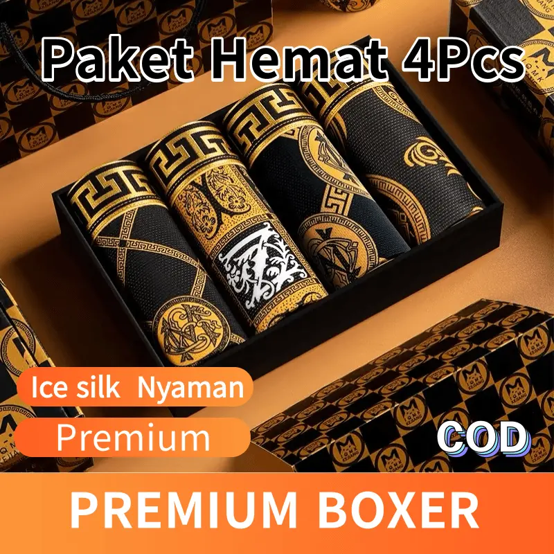 [KHUYẾN MÃI] VAUDREÉ - Combo tiết kiệm 4 quần boxer nam lụa băng mềm mát, kháng khuẩn, liền mạch cao cấp cho người lớn