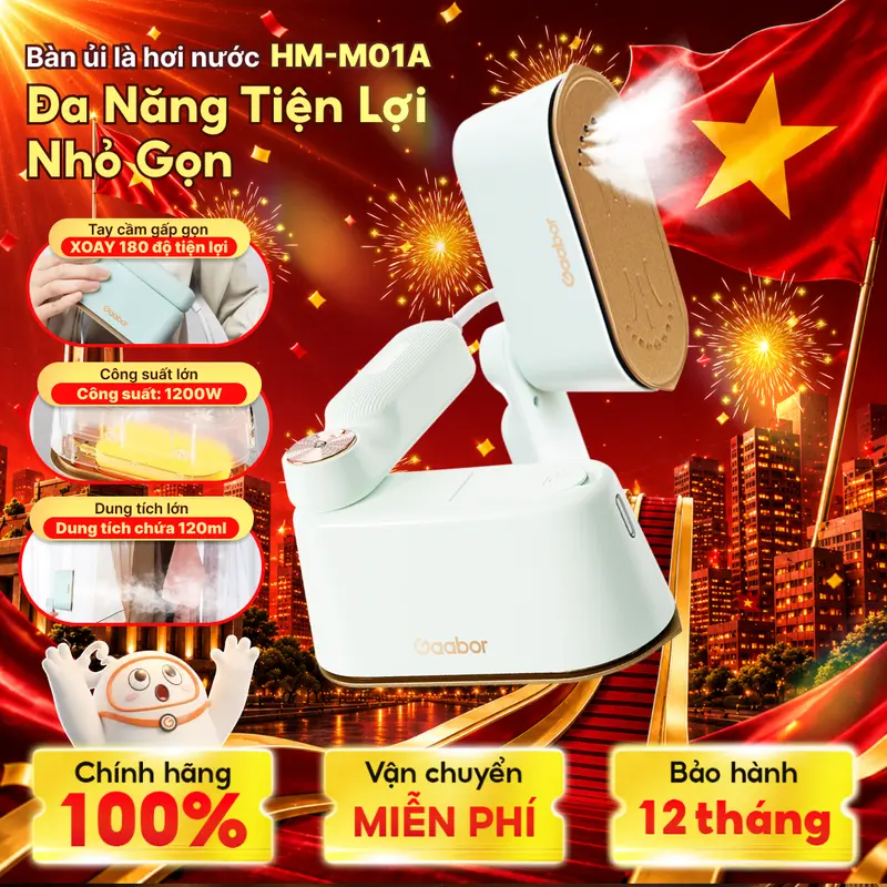 Bàn là hơi bàn ủi hơi nước Gaabor HM-M01A 2 trong 1 cầm tay mini công suất 1200W 2 chế độ ủi nước và khô  Ủi Quần Áo Là Quần Áo cầmtay bàn ủi hơi nước loại eu máy là hơi Vietnam Loại EU Clothes Steamers frico steamer gấp gọn