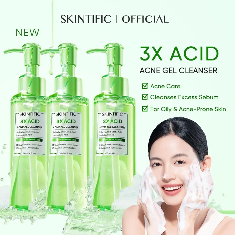 [ACNE CARE] SKINTIFIC 3X ACID ACNE GEL Cleanser Acne Care Cleanses Excess Sebum Oily&Acen-Prone Skin Facial Skincare Cleanser