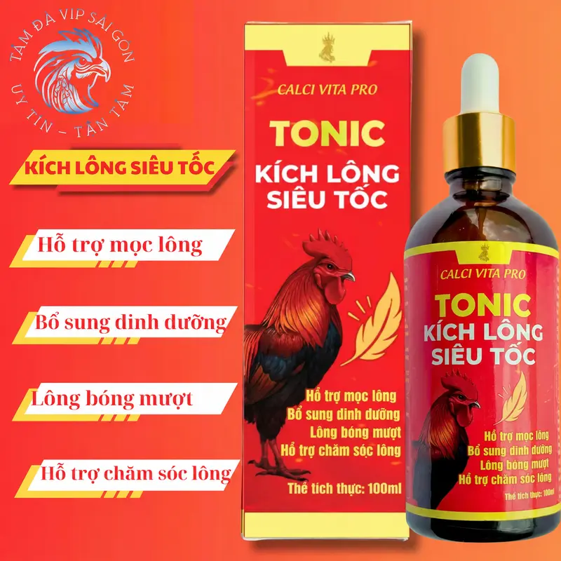 Kích Lông Siêu Tốc (50ml, 100ml) CALCI VITA PRO TONIC - Hỗ Trợ Lông Bóng Mượt, Bổ Sung Dinh Dưỡng Cho Gia Cầm