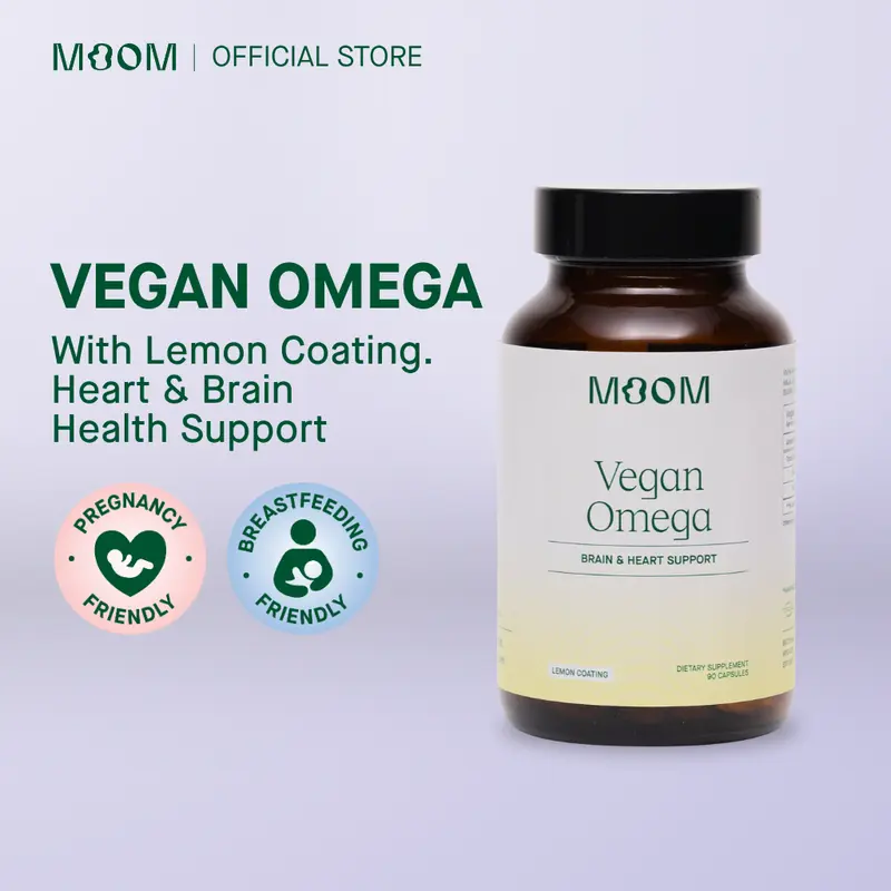 Moom Health Vegan Omega Plant-Based DHA & EPA for Heart and Brain Health, 90 Capsules