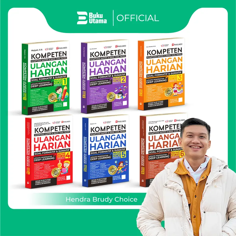 [HENDRA BRUDY CHOICE] Livro de exercícios diários KOMPETEN ULANGAN HARIAN para o currículo Kurikulum Merdeka do ensino fundamental (1º, 2º, 3º, 4º, 5º e 6º anos), capa flexível