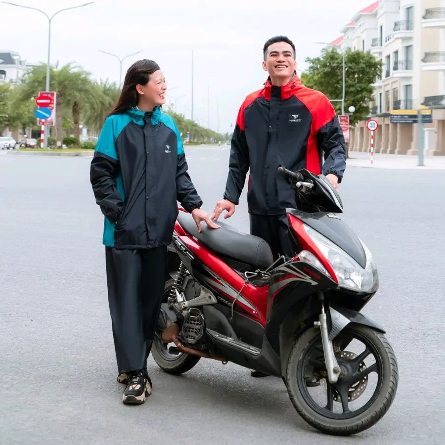 Tuấn Phong 68A双层超轻雨衣套装，防雨防寒，背部高亮反光，年轻时尚款