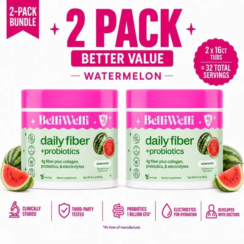 BelliWelli Daily Fiber + Probiotics, Watermelon
