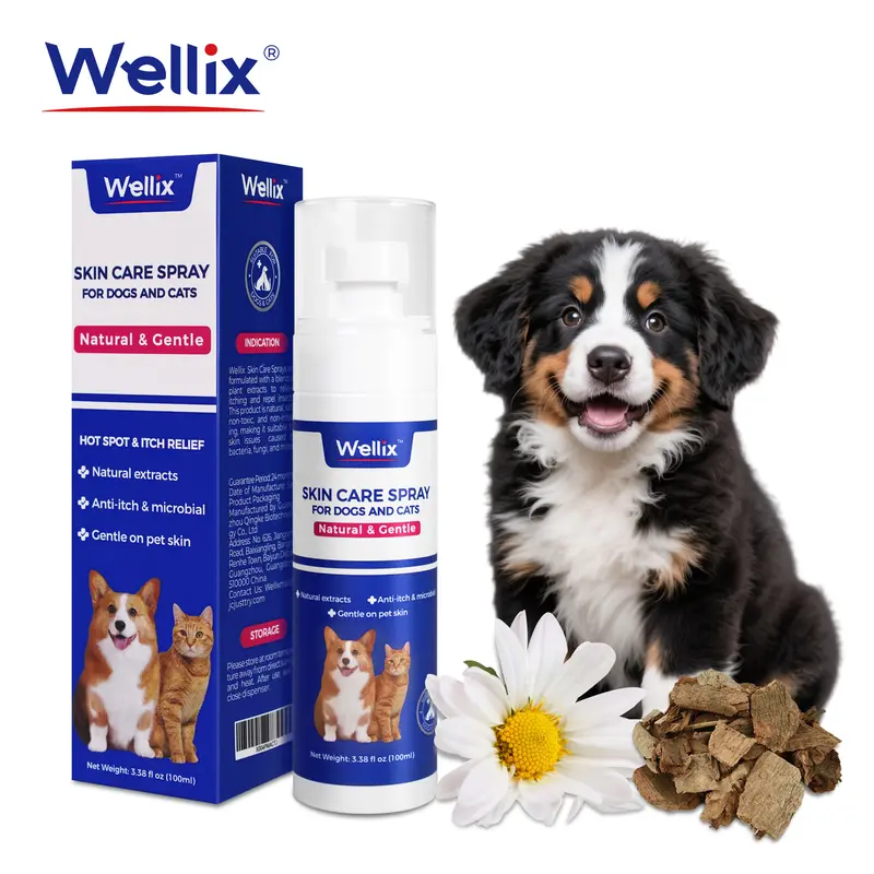 Wellix Hot Spot & Itch Relief Spray für Hunde und Katzen – natürliches, sanftes Hautpflegespray auf Pflanzenbasis gegen Juckreiz, 80 ml, #sohochic