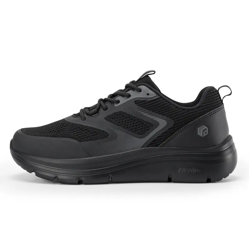 FitVille Men's Cloud Wanderer V19 Wide Fit Walking Sneakers, Wide Toe Box Knit Shoes with 5cm High-Rebound EVA Cushioning, Breathable Mesh Upper for Everyday Walking, Travel & Casual Wear Closed Training Footwear